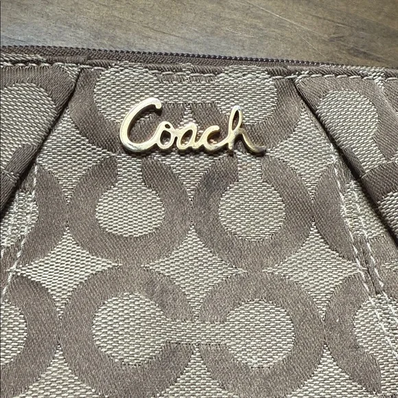 Coach Signature Tan Wristlet Clutch - Picture 2 of 5